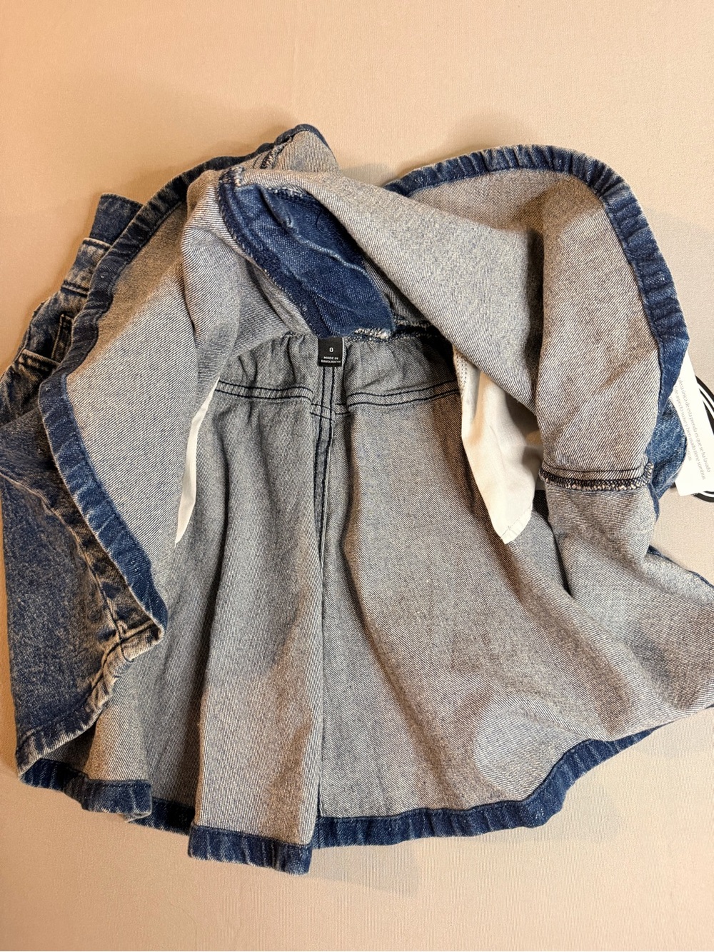 Blue Denim Mini Skirt - Women's Flared Jean Skirt Size O Dark Blue Washed - Picture 8 of 8